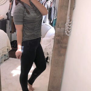 L Love size small grey & black top; new w/tags